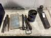 PLASTIC SHOP CONTAINER OF MISCELLANEOUS W/ PINS, BALL HITCH, ALLEN WRENCHES & PUNCHES - 2