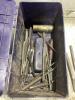 PLASTIC SHOP CONTAINER OF MISCELLANEOUS W/ PINS, BALL HITCH, ALLEN WRENCHES & PUNCHES - 7