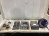 SHOP BOX W/ ELETRICAL BOX, CANISTER AUGER, NIBBLING TOOL, BOOT-SHOE WARMER & MISCELLANEOUS
