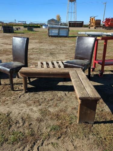 Corner Bench and 2 Chairs