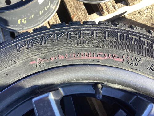 (4) 215/55R17 - NOKIAN TYRES HAKKAPELIITTA TIRES W/ 5-BOLT RIMS