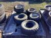(6) MIXED TIRES - (2) 19X7.00-8, (4) AT16X8-7 W/ 4-BOLT RIMS - 3