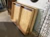 (2) WOODEN SHELFS W/ GLASS DOORS & (2) WOODEN CABINETS