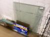 (2) WOODEN SHELFS W/ GLASS DOORS & (2) WOODEN CABINETS - 2