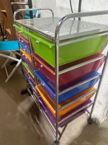 4-WHEEL ROLLING CART W/ TRAYS