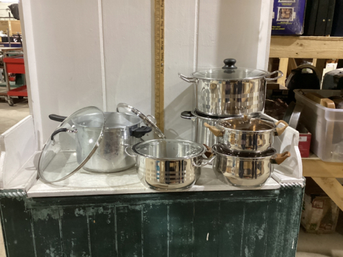 STAINLESS STEEL POTS & PANS - (2) BOXES