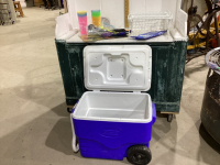 COLEMAN COOLER W/ SOME CAMPING SUPPLIES