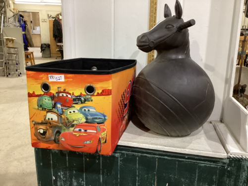 “CARS” TOY BIN W/ A BOUNCY HORSE