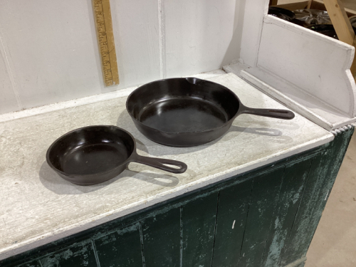 2 CAST IRON FRY PANS