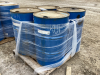 Pallet w/4 metal drums. Blue