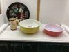 PYREX BOWLS,MUG,METAL DRINK TRAY