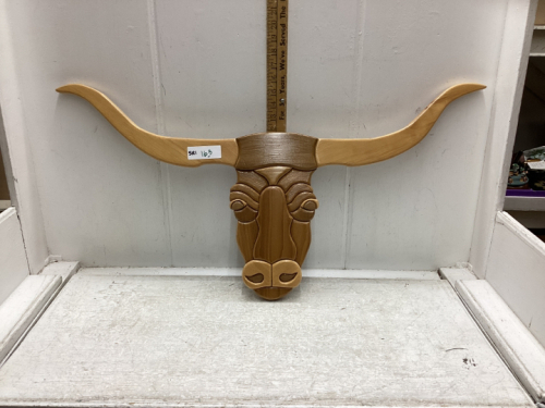 WOOD LONGHORN HEAD