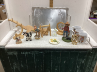 SILVER TRAY,CUP HOLDER,COW,MUGS