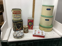 METAL VINTAGE CANNISTERS,ROGERS PAIL