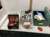 JEWELRY BOX W/CONTENTS,WIND UP PIANO,BELL