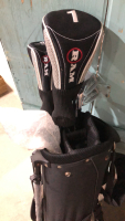 GOLF BAG W/CART + SOME CLUBS