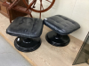 TWO BLACK OTTOMAN