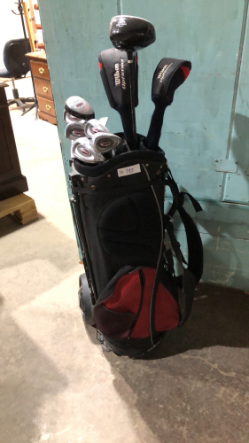 GOLF BAG WITH CLUBS, BAG + CART