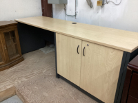 DESK WITH STORAGE. LIGHT WOOD COLOR