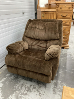 LARGE BROWN FABRIC RECLINER- MANUAL