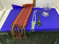 HAND BEADED NECKLACES AND HAND WOVEN SASH