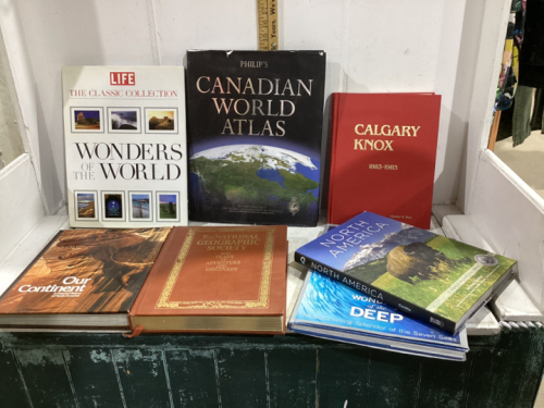 BOX OF BOOKS-ATLAS, WORLD WONDERS, OUR CONTINENT