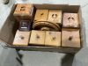 2 BOXES - MAGAZINE HOLDERS,LAMP, WOODEN CANNISTERS - 2