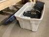 SPEAKER, POWER BAR, PIXMA -COPY/FAX MACHINE IN VERY GOOD HINGED TOTE - 2