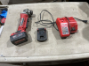 Milwaukee, 18 lithium side grinder with charger and extra battery