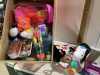 2 BOXES - SMALL TOYS AND HAIR,EARRINGS, GLASSES - 2