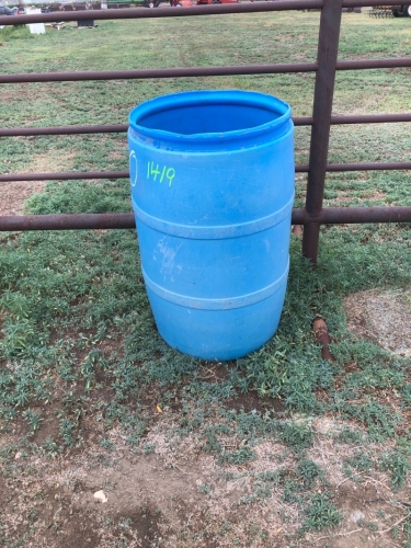 Blue plastic barrel