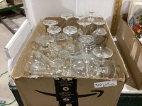 2 BOXES- STEMWARE, GLASSES + COLLECTOR PLATES