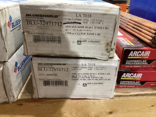 BLUESHIELD WELDING ROD. 2 FULL BOXES