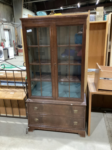 DISPLAY CABINET W/TWO DRAWERS. MCLAGAN ONTARIO CANADA