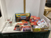 2 BOXES- JOHNNY LIGHTNING TOYS,SANOMA JERKY MAKER + BEER GLASSES