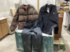 DOWN FILLED COAT (LARGE), CARHARTT LIGHT WEIGHT COAT(SIZE L) + SKI GEAR SKI PANTS(34)