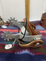Aluminum spurs with leather straps
