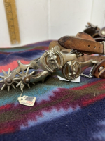 Set of 1950s inlayed spurs with horse head