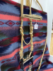 Hand, braided tight, weave raw hide bridal with Lonestar, cricket bit and reins . - 2