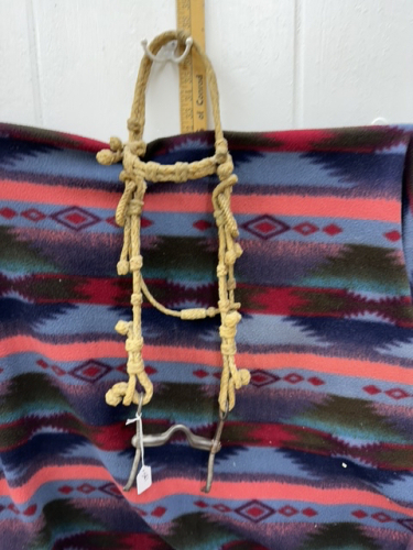 Hand, braided rawhide headstall with Sweetwater bit