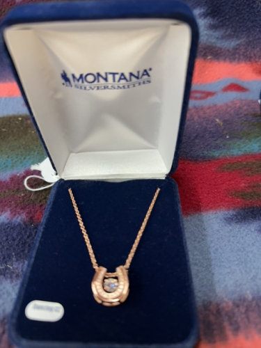 Montana silver dancing CZ horseshoe pendant