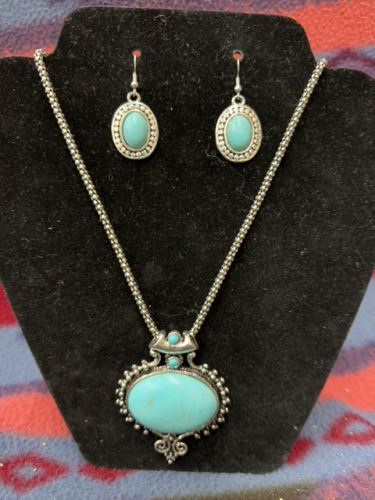 Turquoise, pendant, and earring set