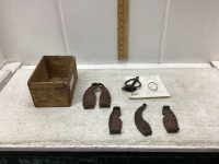 COLLECTION OF CAST OX SHOES & YOKE CLIP