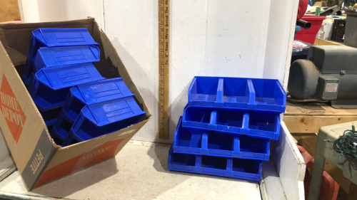 BLUE PLASTIC STACKING BINS