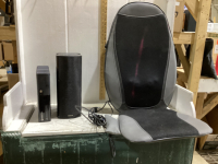 XBOX 360 CONSOLE, SPEAKERS, CHAIR HEAT/MASSAGER