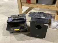 SUB WOOFER, KEYBOARD, BIN, HEAVY DUTY HOLE PUNCH