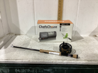 NEW CHEFS CHOICE KNIFE SHARPENER & “FISHING ROD” LIGHTER