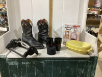 SPRINKLER, BOULET BOOTS, MISC HOUSEHOLD ITEMS