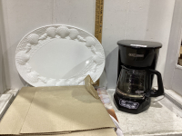 COFFEE MAKER & LARGE OVAL PLATTER