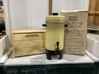 WOOD BREAD BOX & RETRO COFFEE URN